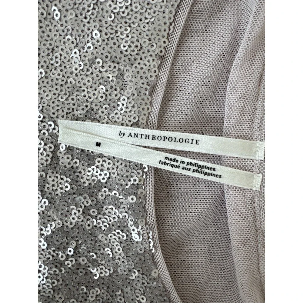 Anthropologie Lilac Sequin Boxy Crop Top - Picture 6 of 10